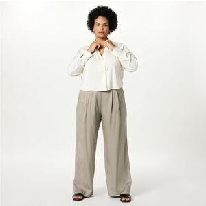 NWT The Drop Amalia Wide Leg Tencel Trousers Vintage Khaki XS